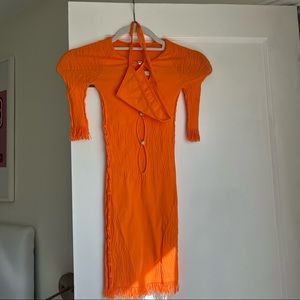Poster girl orange dress w matching thong underwear. Never worn!